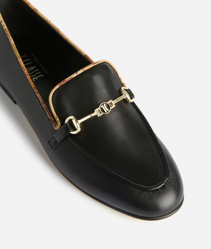 Smooth napa leather moccasins with horsebit Black