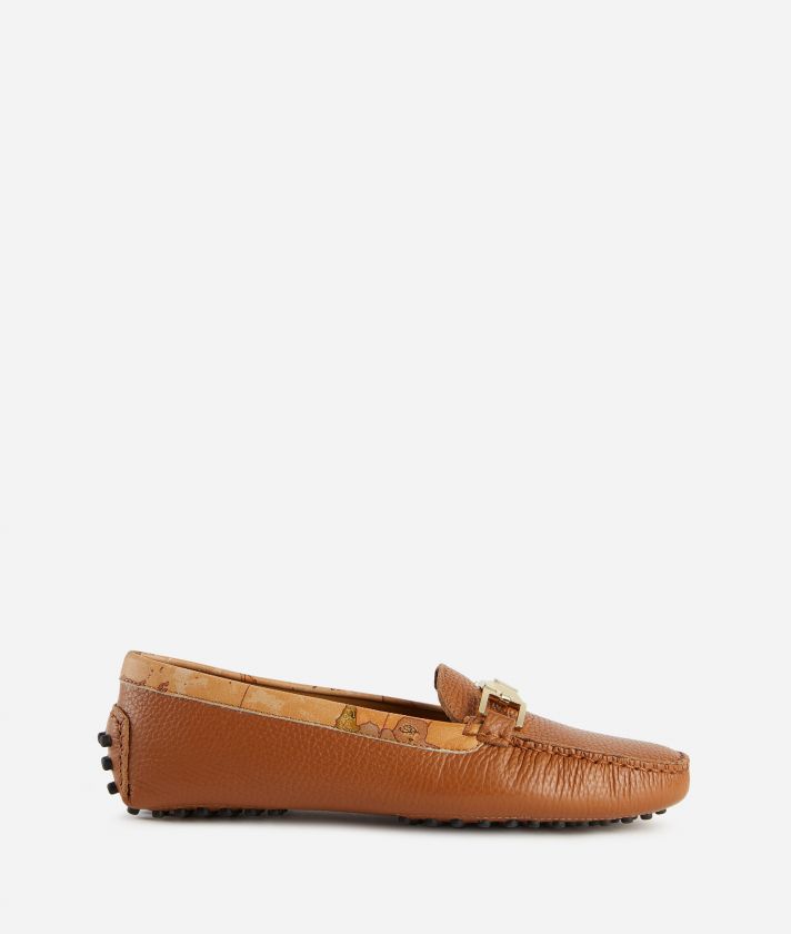 Grainy leather moccasins Leather Brown