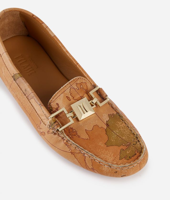 Napa leather moccasins with Geo Classic print