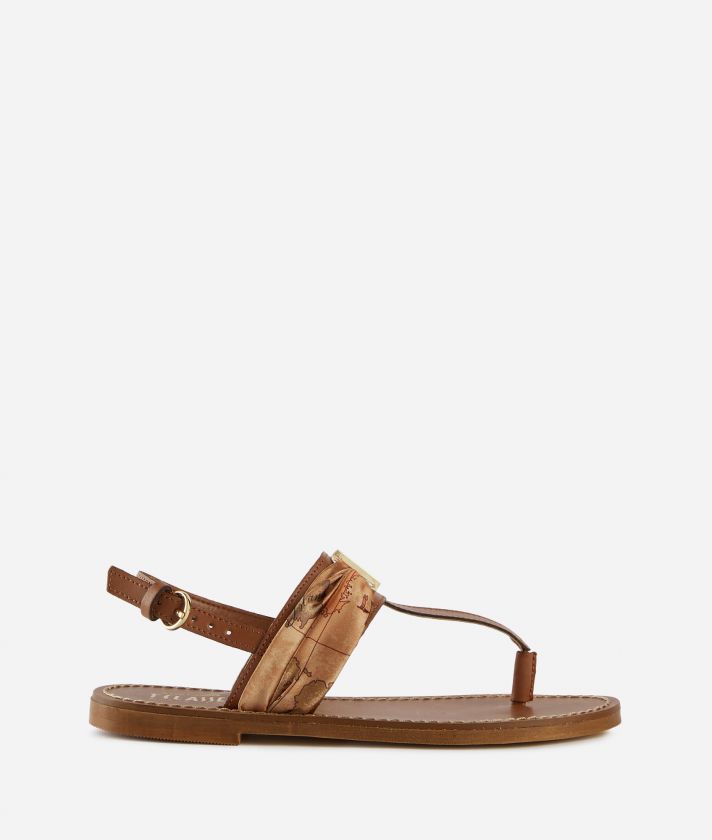 Smooth leather Positano thong sandals Leather Brown