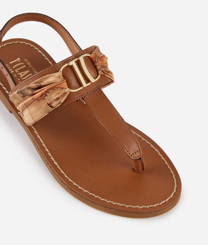 Smooth leather Positano thong sandals Leather Brown