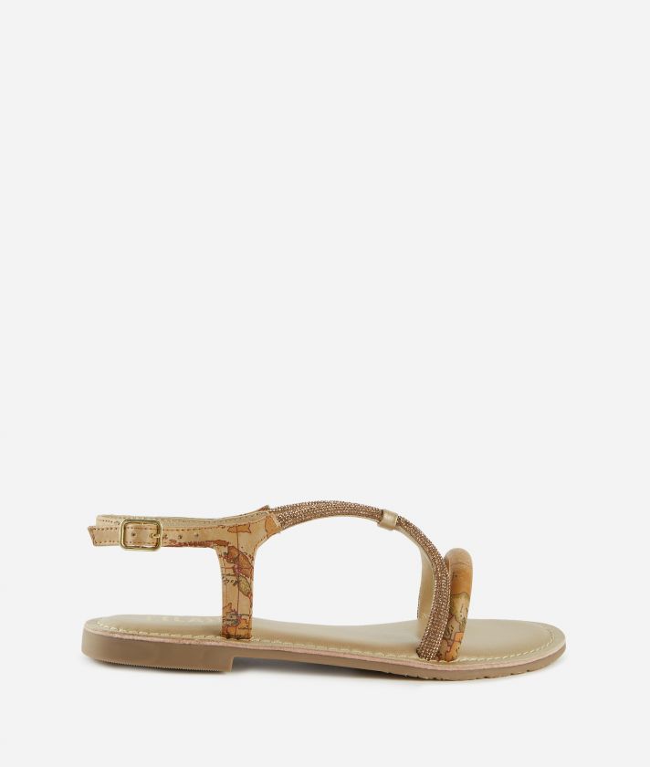 Napa-effect sandals with strass in Geo Classic Natural