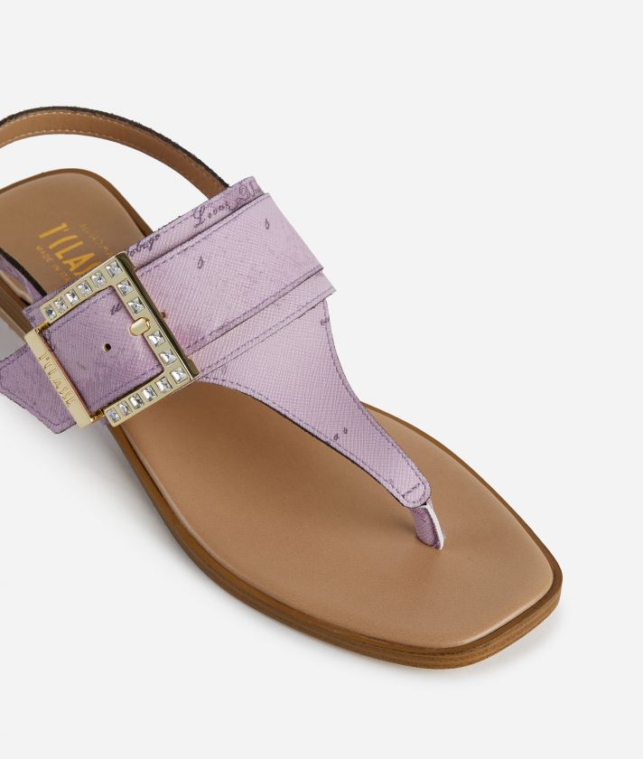 Thong sandals in Geo Orchidea fabric Mauve