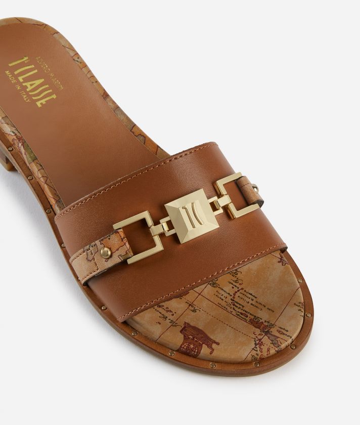 Smooth leather sandals with horsebit Leather Brown
