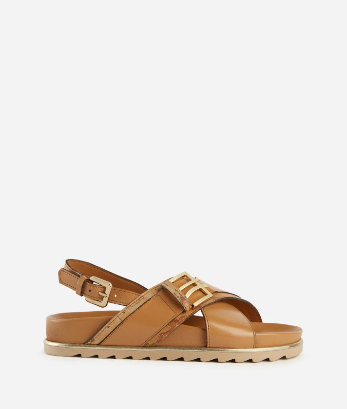 Napa-effect sandals with Geo Classic details Leather Brown