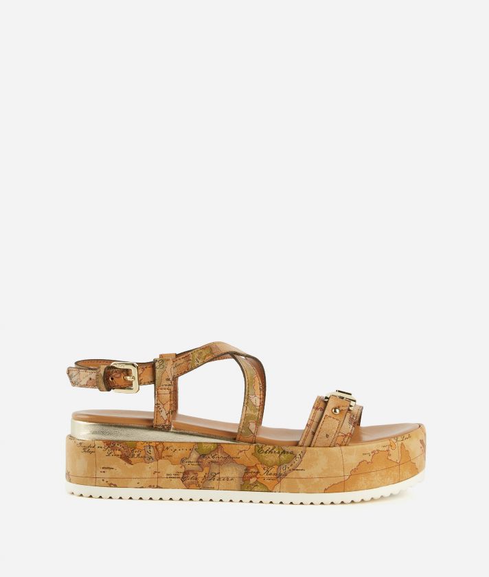 Napa-effect wedge sandals in Geo Classic with horsebit Natural