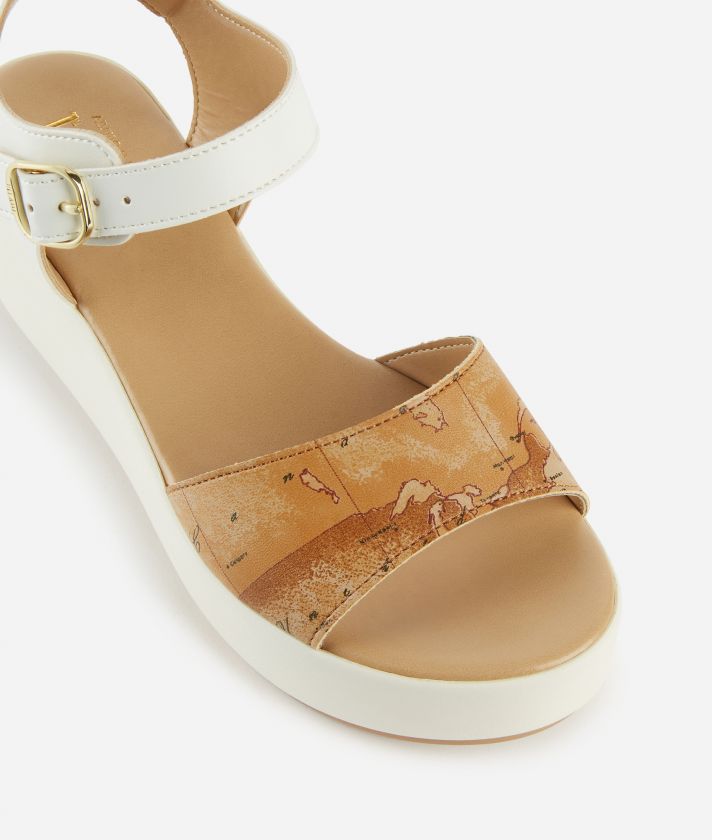 Napa-effect wedge sandals with Geo Classic strap White
