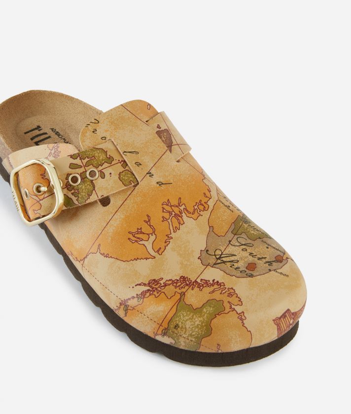 Napa-effect clogs with Geo Classic print Natural