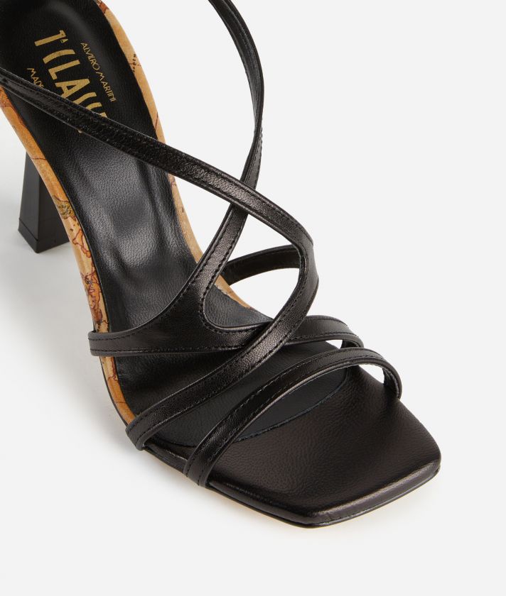 Smooth napa leather high-heel sandals Black