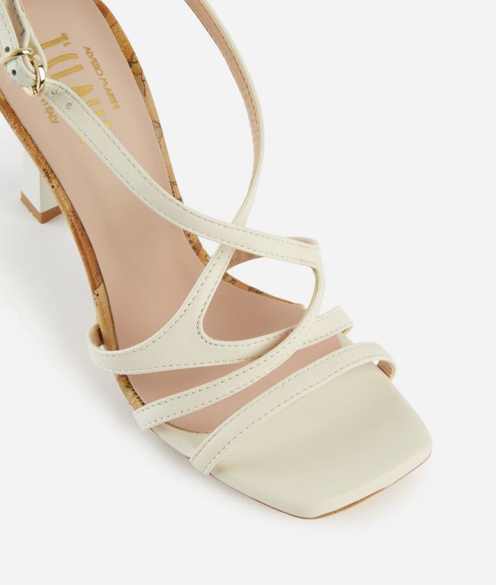 Smooth napa leather high-heel sandals Ivory