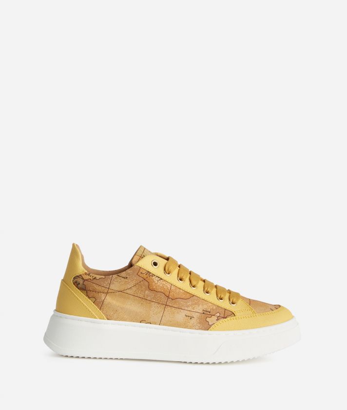 Saffiano-embossed fabric sneakers Golden Yellow