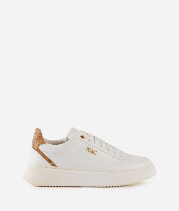 Napa-effect sneakers with Geo Beige print White