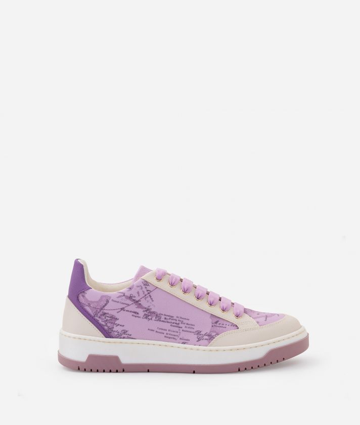Saffiano-embossed fabric sneakers with Geo Orchidea print Mauve