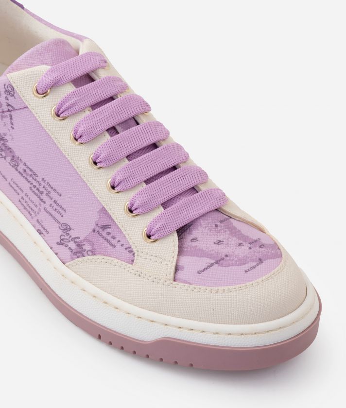 Saffiano-embossed fabric sneakers with Geo Orchidea print Mauve
