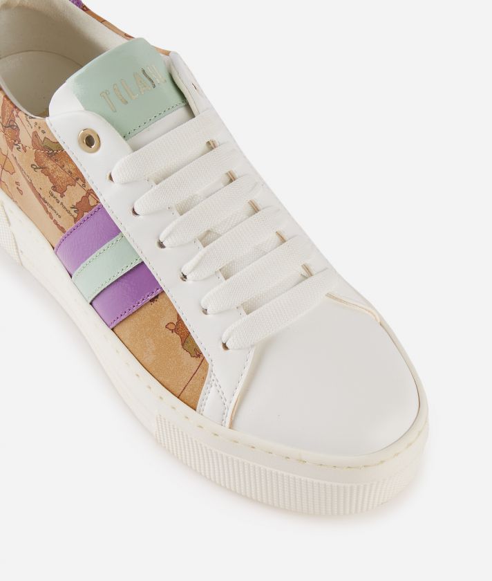 Napa-effect sneakers with Mauve and Sage detail White