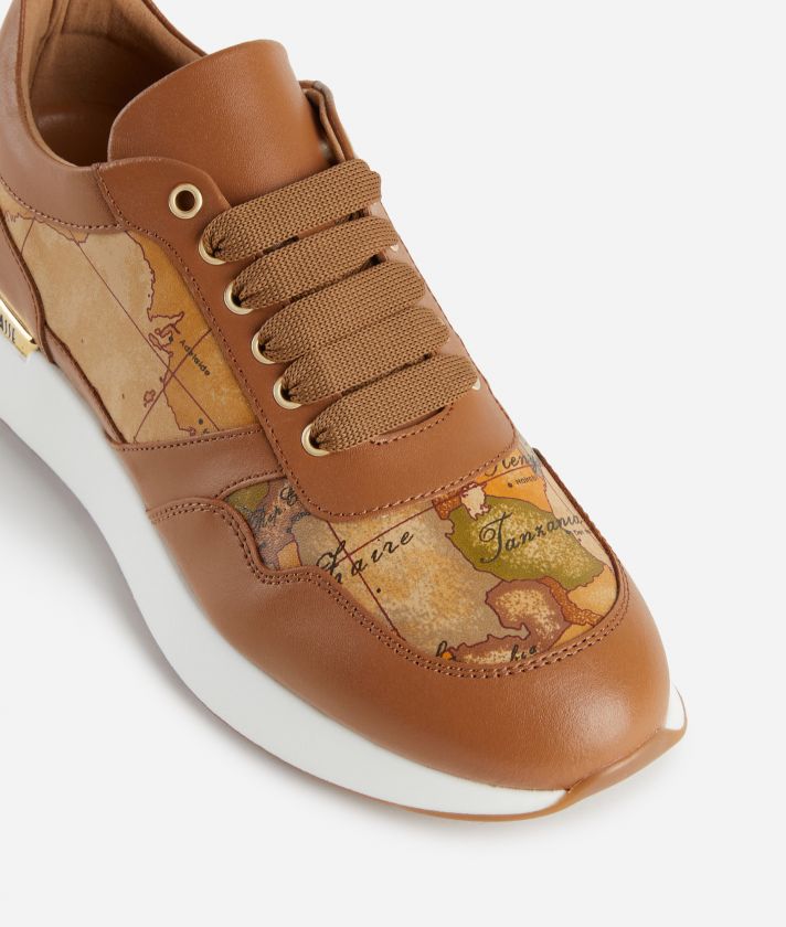 Smooth leather running shoes with Geo Classic details Leather Brown