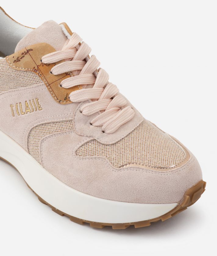 Suede fabric running shoes Nude