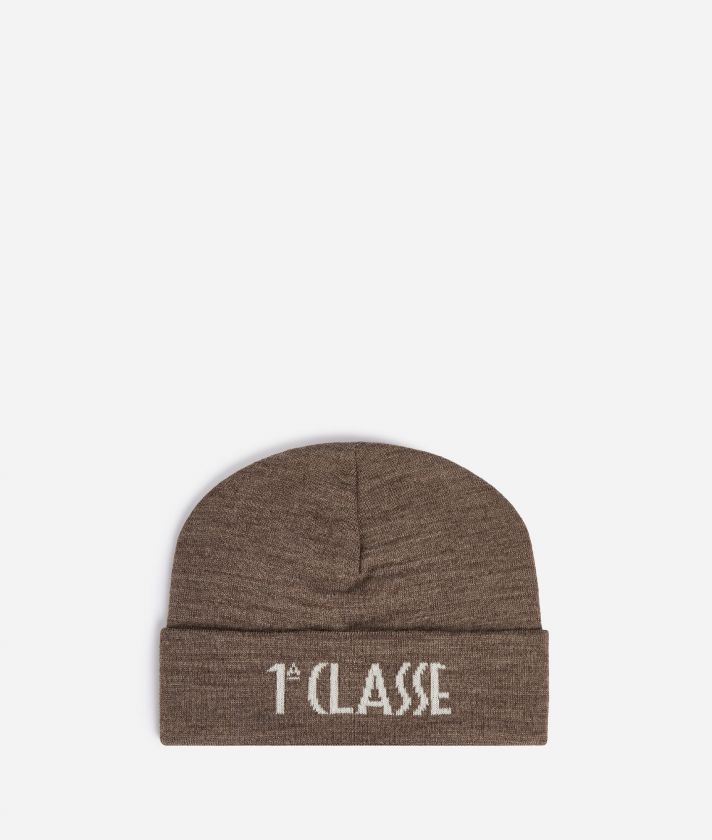 Wool blend hat with logo Dark Taupe