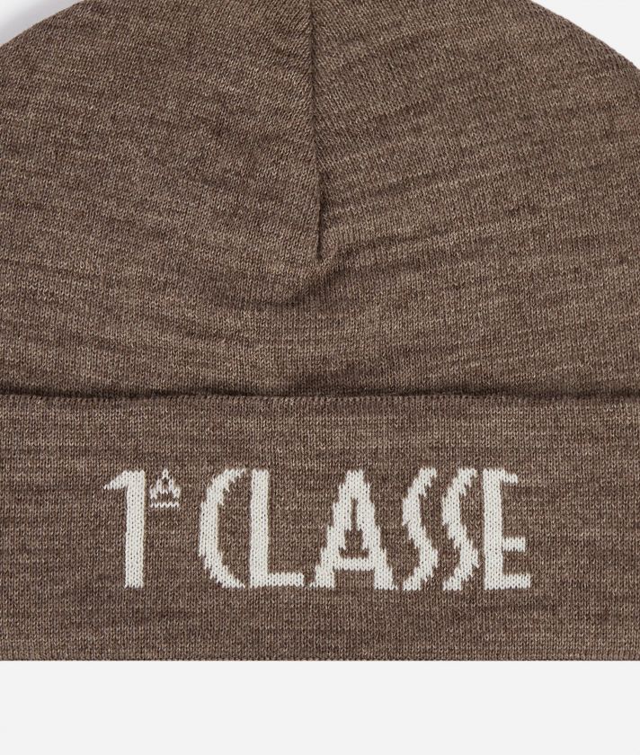 Wool blend hat with logo Dark Taupe