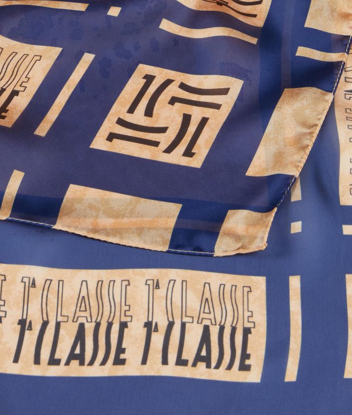 Foulard with logo frame 90x90 Denim