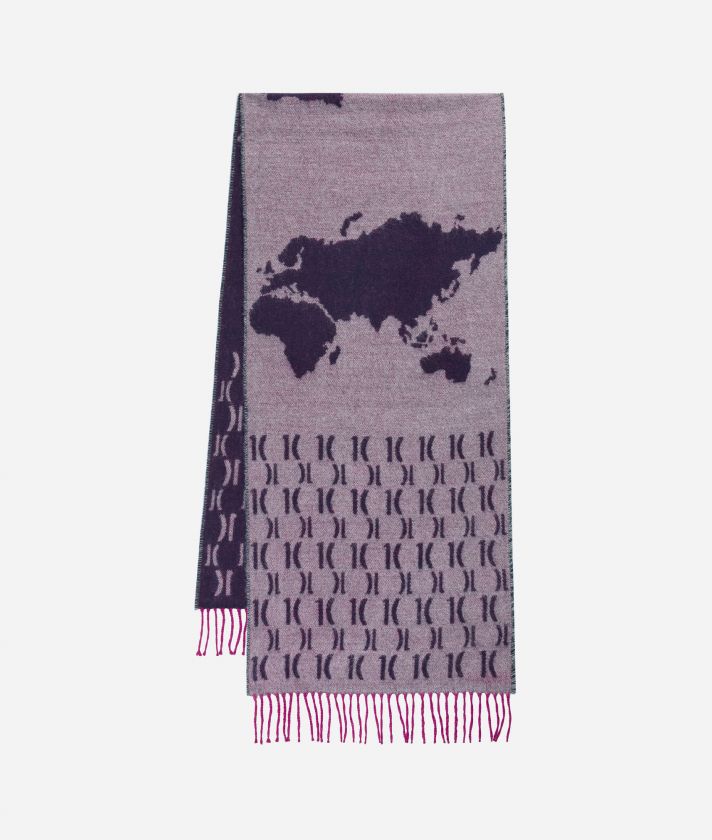 Geo Full scarf with 1C logos 40x180 Medium Grey