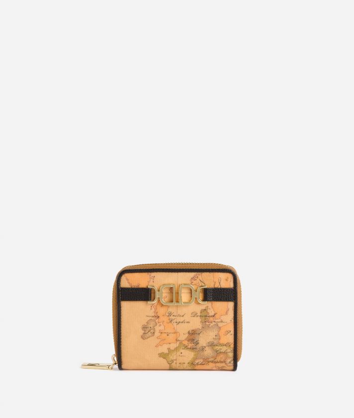 3D Geo small zip-around wallet Black