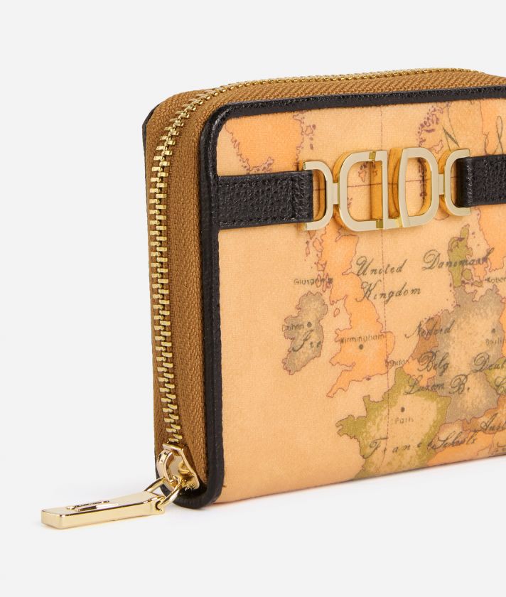 3D Geo small zip-around wallet Black