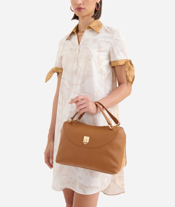 Deco Coast bowler bag with crossbody strap Leather Brown