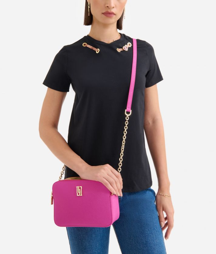 Rich Winter Bag small reporter crossbody bag with Geo Classic insert Magenta