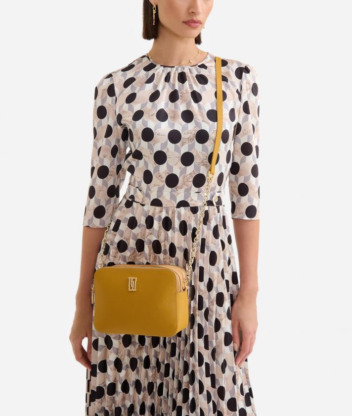 Rich Winter Bag small reporter crossbody bag with Geo Classic insert Oil Yellow