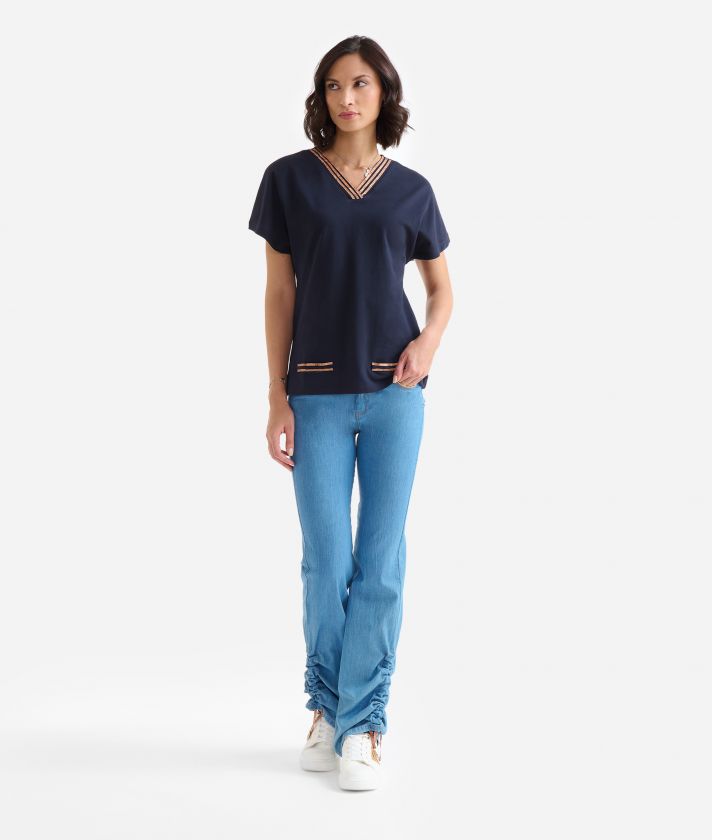 Oversize piqué jersey t-shirt Dark Blue