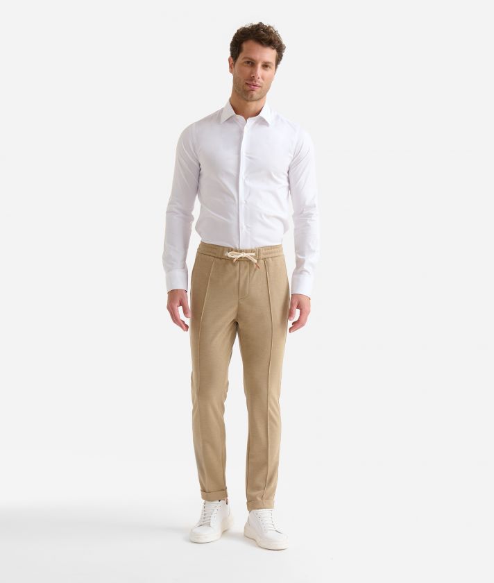 Super slim fit stretch cotton shirt with Geo Classic elbow patches White