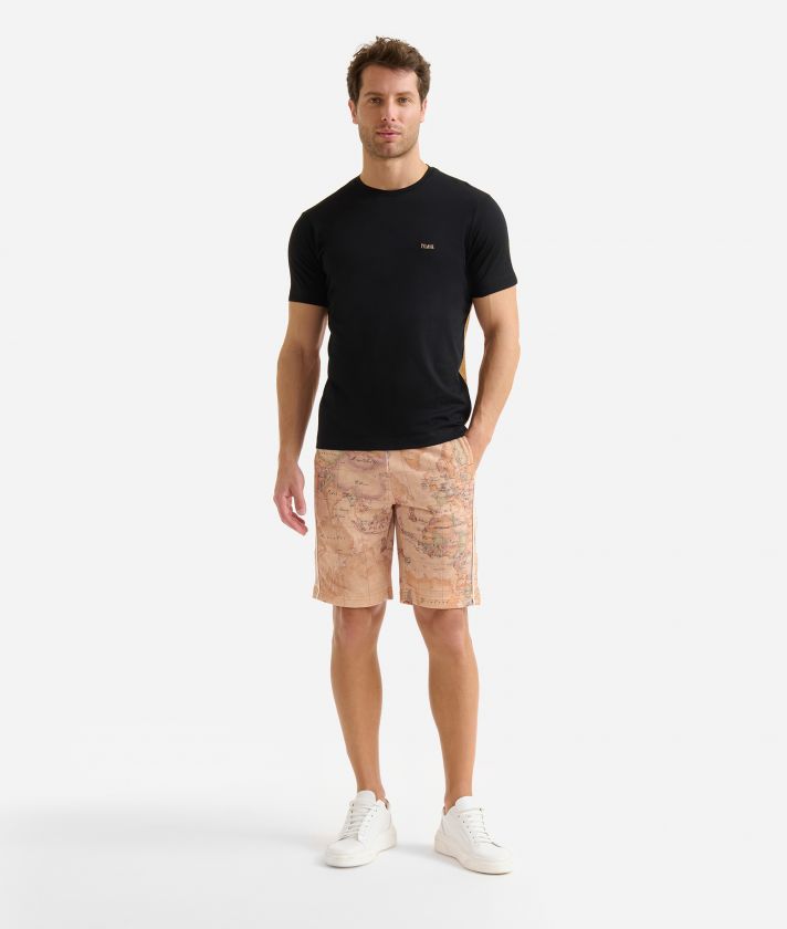 Stretch cotton t-shirt Black and Geo Classic