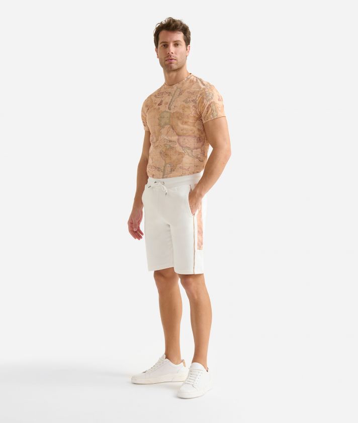 Cotton bermuda shorts with Geo Classic details Pastel White