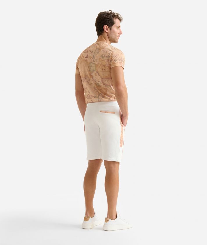 Cotton bermuda shorts with Geo Classic details Pastel White