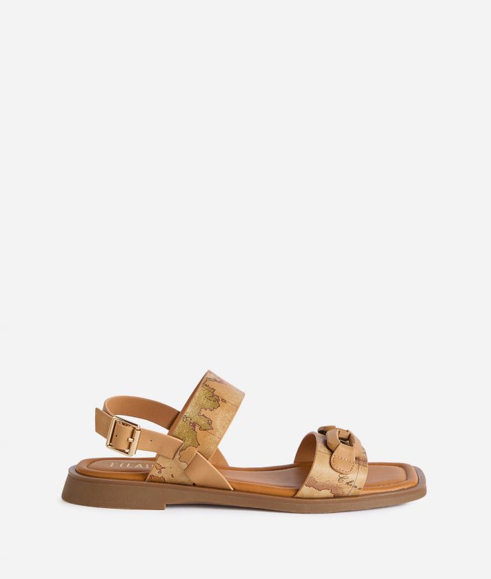 Napa-effect fabric sandals with chain Geo Classic