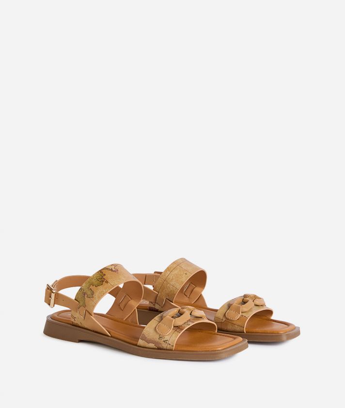 Napa-effect fabric sandals with chain Geo Classic