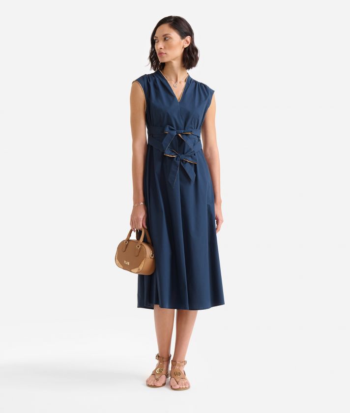 Crisp cotton poplin dress Dark Blue