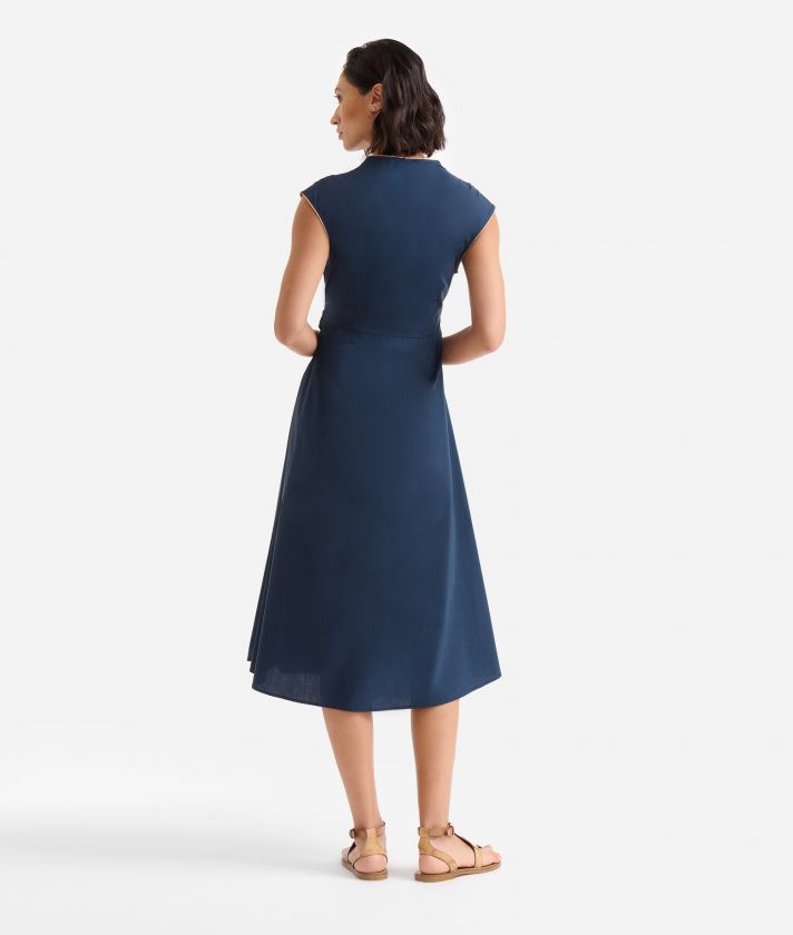 Crisp cotton poplin dress Dark Blue