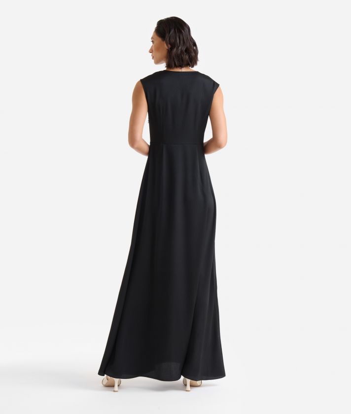 Long hammered fabric dress Black