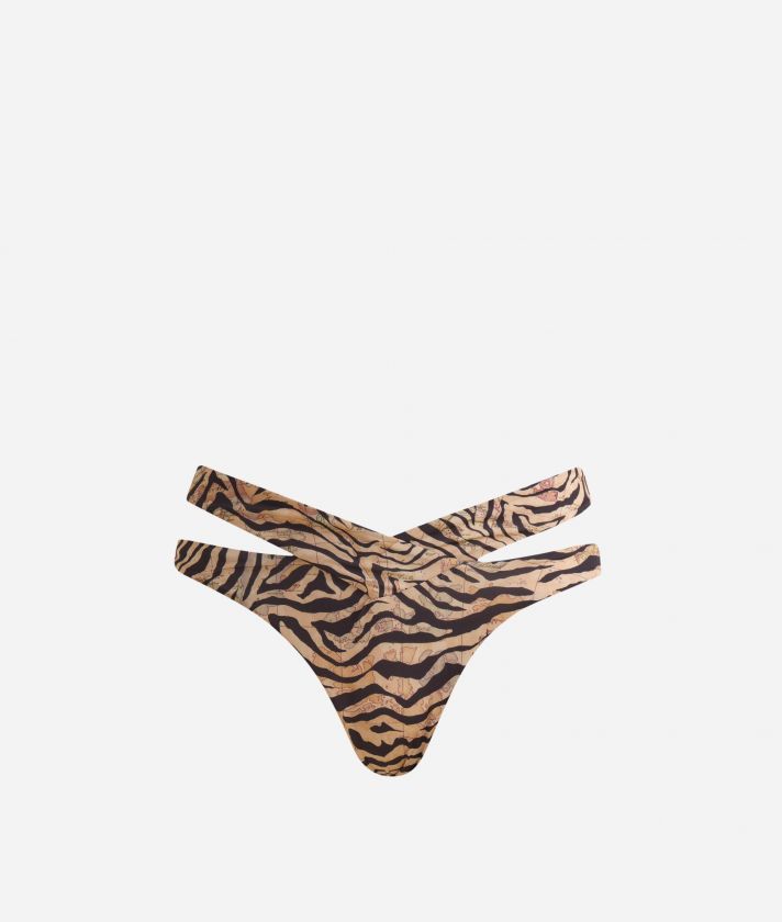 Geo Animalier cut-out bikini bottom Natural