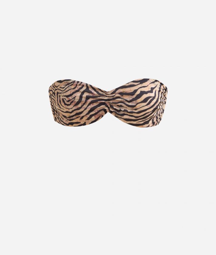 Geo Animalier padded bandeau top Natural