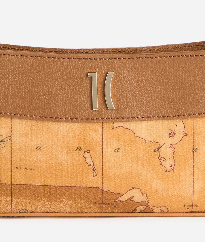 Heritage Geo pouch with chain Leather Brown