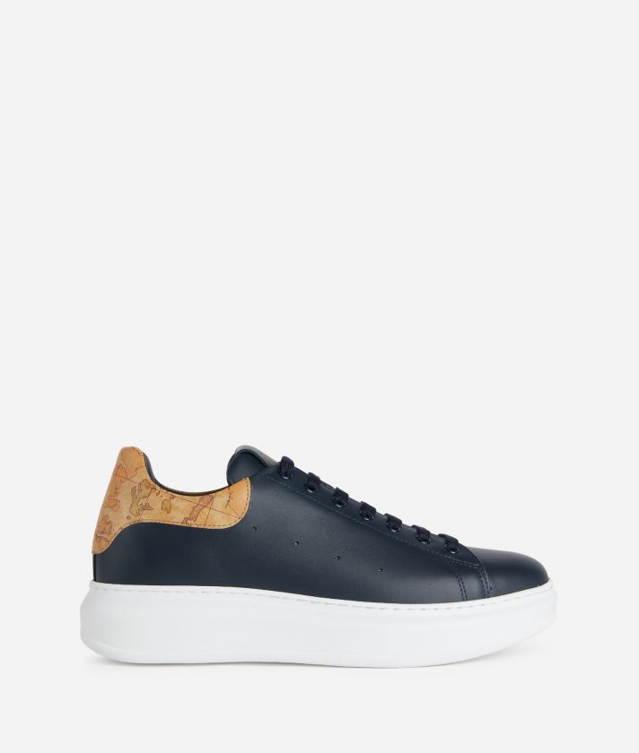 Smooth leather sneakers with Geo Classic heel Blue