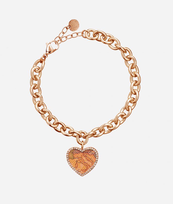 Love Lane steel bracelet with leather heart pendant