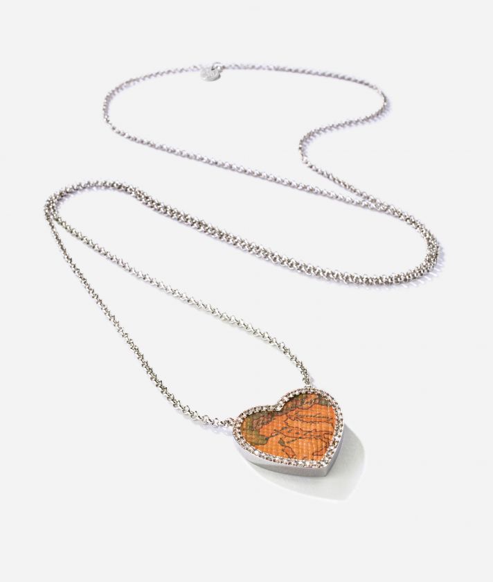 Love Lane steel necklace with leather heart pendant