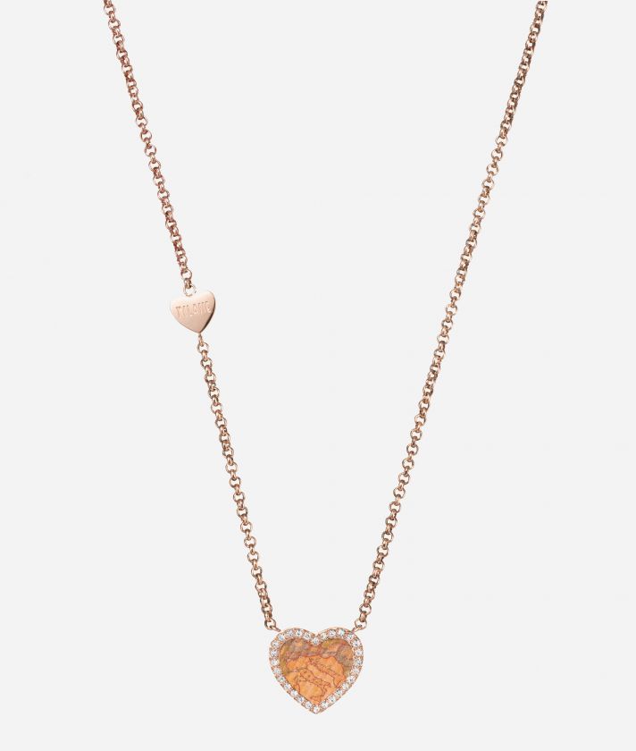 Love Lane steel choker with leather heart pendant