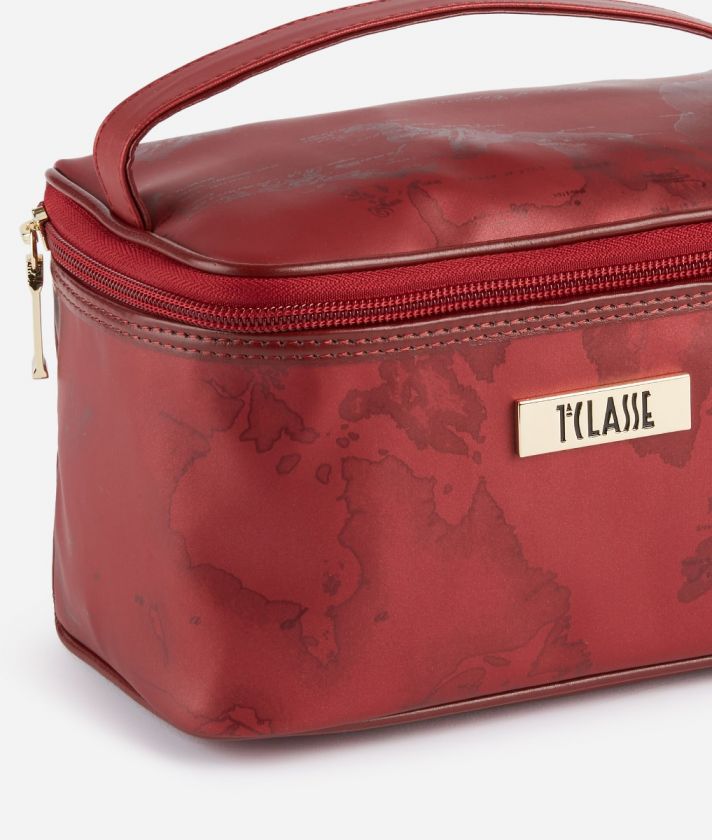 Small beauty case with map print Red