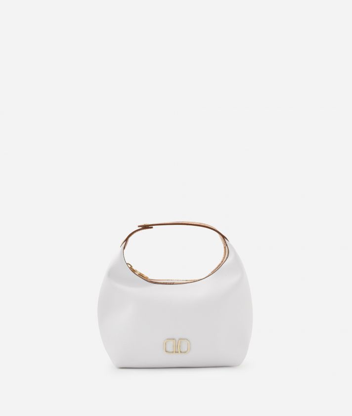 Small pouch with handle and 1C detail White