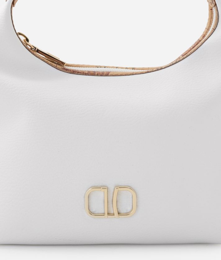 Small pouch with handle and 1C detail White